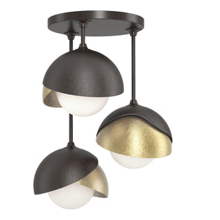 Hubbardton Forge - 121374-SKT-14-86-GG0711 - Brooklyn 3-Light Double Shade Semi-Flush - Brooklyn - Oil Rubbed Bronze