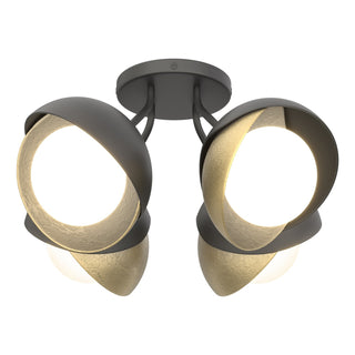 Hubbardton Forge - 121376-SKT-10-86-GG0711 - Brooklyn 4-Light Double Shade Semi-Flush - Brooklyn - Black
