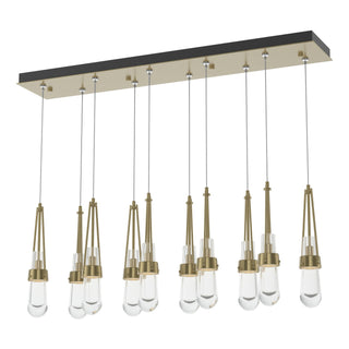 Hubbardton Forge - 131207-SKT-STND-86-ZM0434 - Link 10-Light Clear Glass Pendant - Link - Modern Brass
