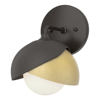 Hubbardton Forge - 201374-SKT-14-86-GG0711 - Brooklyn 1-Light Double Shade Bath Sconce - Brooklyn - Oil Rubbed Bronze