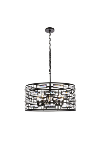 Elegant Lighting - 1108D24BK - Five Light Pendant - Kennedy - black