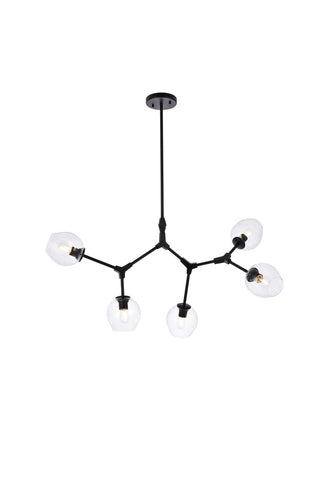 Elegant Lighting - 1712D42BK - Five Light Chandelier - Cavoli - Black and Clear