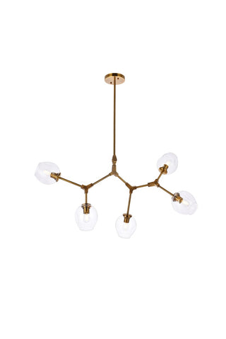 Elegant Lighting - 1712D42BR - Five Light Chandelier - Cavoli - Brass and Clear
