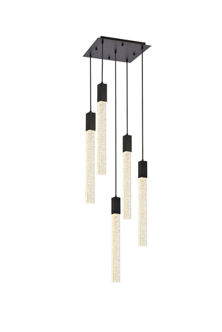 Elegant Lighting - 2066D16BK - Five Light Pendant - Weston - black