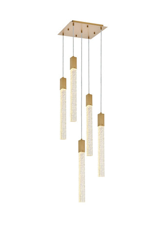 Elegant Lighting - 2066D16SG - Five Light Pendant - Weston - satin gold