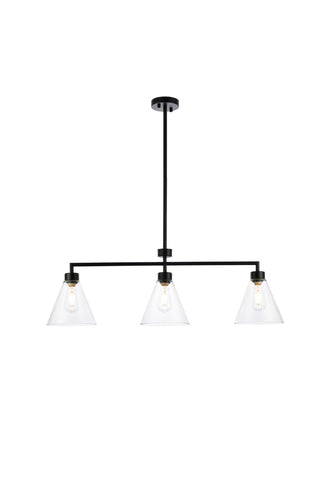 Elegant Lighting - LD2502BK - Three Light Pendant - Mera - Black and Clear