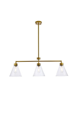 Elegant Lighting - LD2502BR - Three Light Pendant - Mera - Brass and Clear