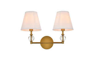 Elegant Lighting - LD7022W15BR - Two Light Bath - Bethany - Brass and White Fabric Shade