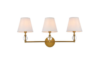 Elegant Lighting - LD7023W24BR - Three Light Bath - Bethany - Brass and White Fabric Shade