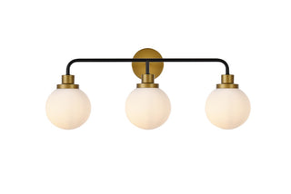 Elegant Lighting - LD7034W28BRB - Three Light Bath - Hanson - Black and Brass and Frosted Shade