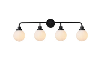 Elegant Lighting - LD7036W38BK - Four Light Bath - Hanson - Black and Frosted Shade