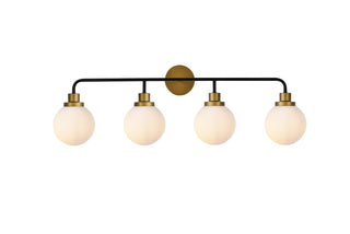 Elegant Lighting - LD7036W38BRB - Four Light Bath - Hanson - Black and Brass and Frosted Shade