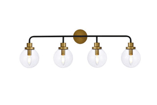 Elegant Lighting - LD7037W38BRB - Four Light Bath - Hanson - Black and Brass and Clear Shade