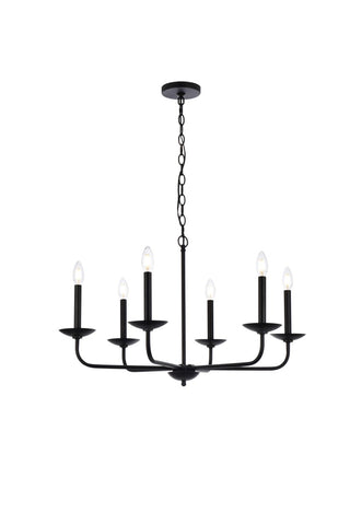 Elegant Lighting - LD812D30BK - Six Light Pendant - Cohen - black
