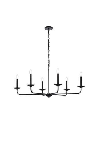 Elegant Lighting - LD812D42BK - Six Light Pendant - Cohen - black