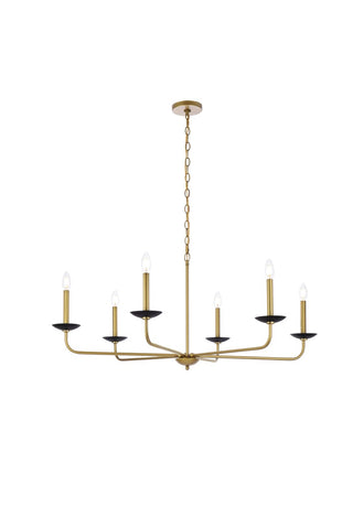 Elegant Lighting - LD812D42BRK - Six Light Pendant - Cohen - black and brass