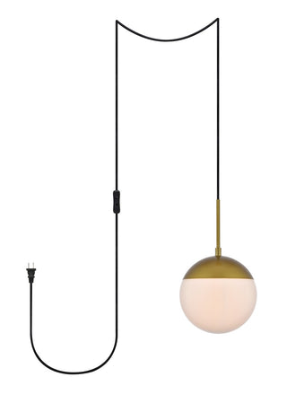 Elegant Lighting - LDPG6030BR - One Light Plug in Pendant - Eclipse - Brass and Frosted White