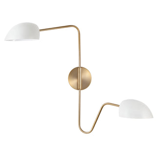 Trilby Two Light Wall Sconce in Matte White / Burnished Brass