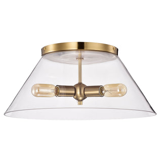 Dover Three Light Flush Mount in Vintage Brass