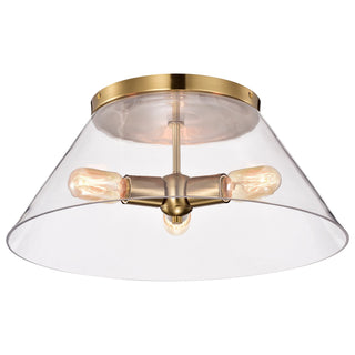 Dover Three Light Flush Mount in Vintage Brass