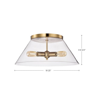 Dover Three Light Flush Mount in Vintage Brass