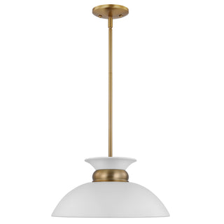 Nuvo Lighting - 60-7463 - One Light Pendant - Perkins - Matte White / Burnished Brass