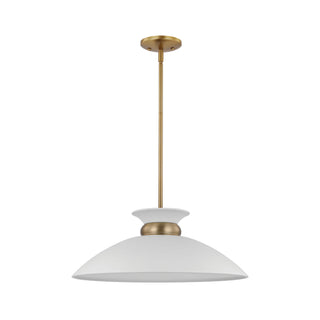 Nuvo Lighting - 60-7464 - One Light Pendant - Perkins - Matte White / Burnished Brass