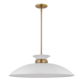 Nuvo Lighting - 60-7465 - One Light Pendant - Perkins - Matte White / Burnished Brass