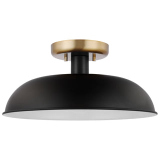 Nuvo Lighting - 60-7491 - One Light Flush Mount - Colony - Matte Black / Burnished Brass