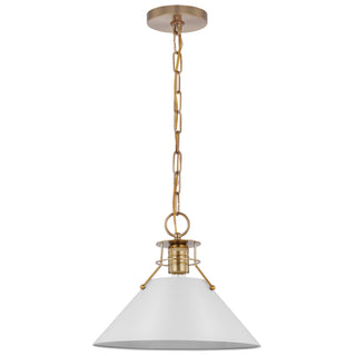 Nuvo Lighting - 60-7524 - One Light Pendant - Outpost - Matte White / Burnished Brass