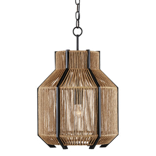Currey and Company - 9000-0922 - One Light Pendant - Mali - Natural/Satin Black