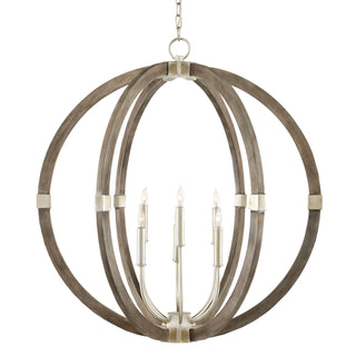 Currey and Company - 9000-0941 - Six Light Chandelier - Bastian - Chateau Gray/Contemporary Silver Leaf