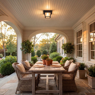 One Light Outdoor Flush Mount in Black