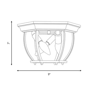 Three Light Outdoor Flush Mount in Black