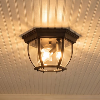 Three Light Outdoor Flush Mount in Black