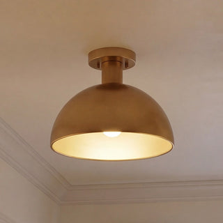 One Light Semi-Flush Mount in Natural Brass