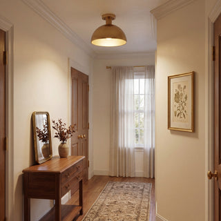 One Light Semi-Flush Mount in Natural Brass