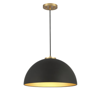 Meridian - M7024MBKNB - One Light Pendant - Matte Black with Natural Brass
