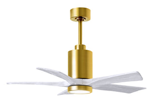 Matthews Fan Company - PA5-BRBR-MWH-42 - 42" Ceiling Fan - Patricia-5 - Brushed Brass