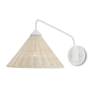 Currey and Company - 5000-0219 - One Light Wall Sconce - Basket - Bleached/Gesso White