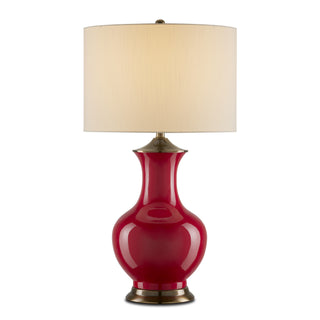 Currey and Company - 6000-0840 - One Light Table Lamp - Lilou - Red/Antique Brass