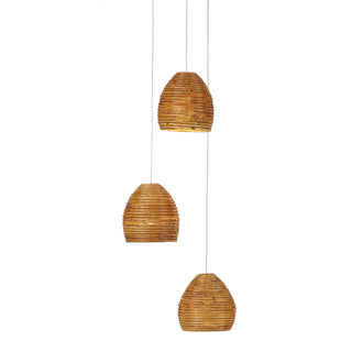 Currey and Company - 9000-0999 - Three Light Pendant - Beehive - Natural/Silver
