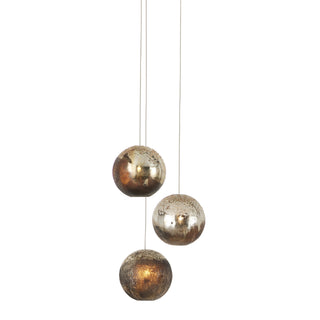 Currey and Company - 9000-1013 - Three Light Pendant - Pathos - Charcoal/Antique Silver/Antique Gold/Silver