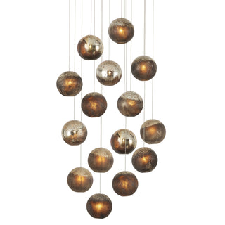 Currey and Company - 9000-1015 - 15 Light Pendant - Pathos - Charcoal/Antique Silver/Antique Gold/Silver