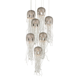 Currey and Company - 9000-1028 - Seven Light Pendant - Medusa - Nickel/Clear/Silver