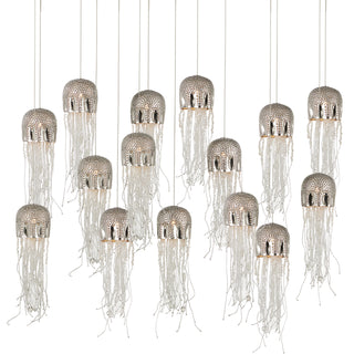Currey and Company - 9000-1030 - 15 Light Pendant - Medusa - Nickel/Clear/Silver