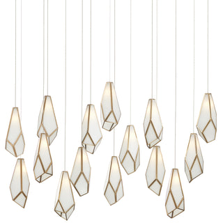 Currey and Company - 9000-1037 - 15 Light Pendant - Glace - White/Antique Brass/Silver