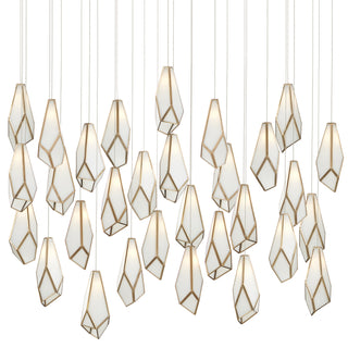 Currey and Company - 9000-1038 - 30 Light Pendant - Glace - White/Antique Brass/Silver