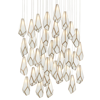 Currey and Company - 9000-1039 - 36 Light Pendant - Glace - White/Antique Brass/Silver