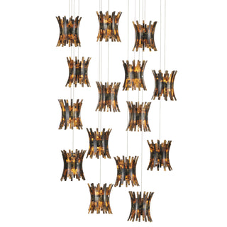 Currey and Company - 9000-1043 - 15 Light Pendant - Alsop - Brown/Black/Natural/Silver